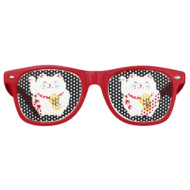 Maneki Neko Lucky Cat  Retro Sunglasses (Front)