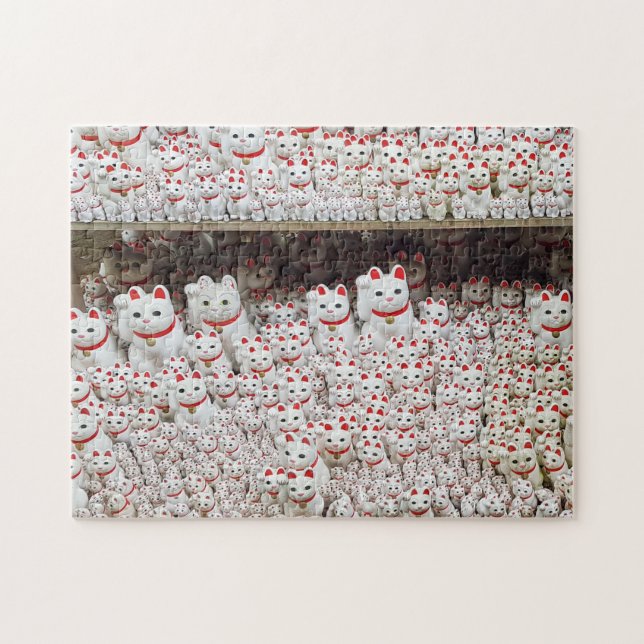 Maneki Neko Lucky Cat Temple Tokyo Japan Photo Jigsaw Puzzle (Horizontal)