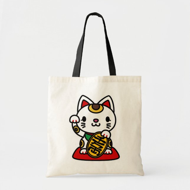 Maneki Neko (Lucky Cat) Tote Bag (Front)