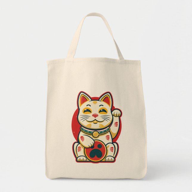Maneki Neko - Lucky Cat Tote Bag (Front)