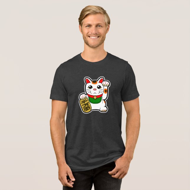 Maneki Neko: Lucky Cat Tri-Blend Shirt (Front Full)