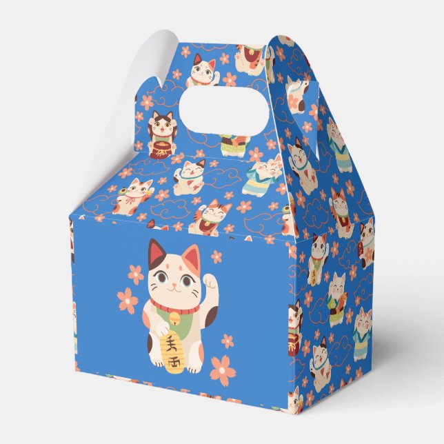 Maneki Neko Lucky Cats Favor Box (Front Side)