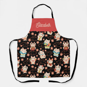Maneki Neko Lucky Cats Personalized  Apron