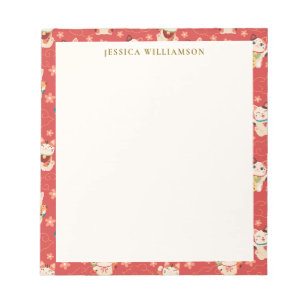Maneki Neko Lucky Cats Personalized Name Notepad