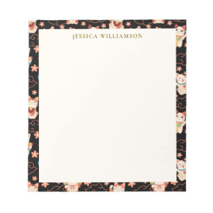 Maneki Neko Lucky Cats Personalized Name Notepad