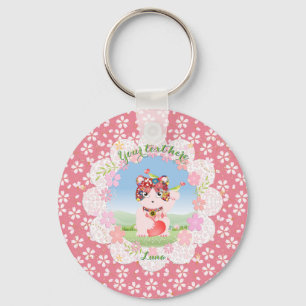 Maneki Neko Lucky Luna Round Keychain