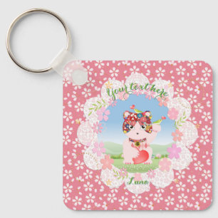Maneki Neko Lucky Luna Square Keychain