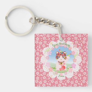 Maneki Neko Lucky Luna Square Keychain