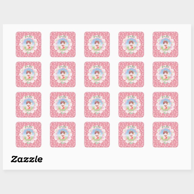 Maneki Neko Lucky Luna Square Sticker (Sheet)