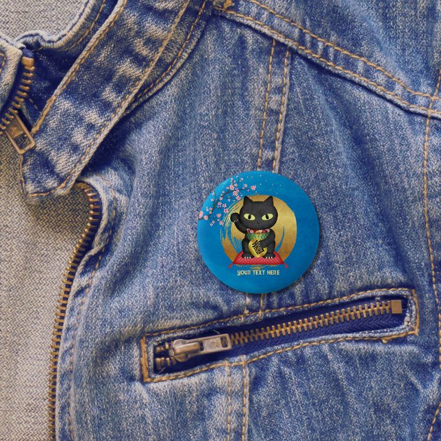 Maneki Neko Lucky Poilue 2 Inch Round Button (Maneki Neko Lucky Poilue 2 Inch Round Button)