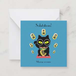 Maneki Neko Lucky Poilue Flat Note Card