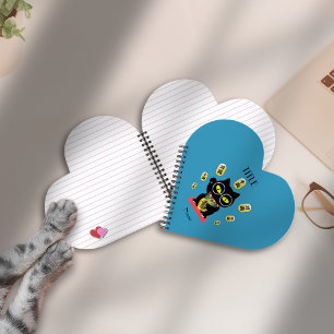 Maneki Neko Lucky Poilue Heart Shaped Spiral Bound Notebook