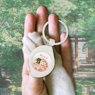 Maneki Neko Lucky Poiluna silver-coloured metal Keychain