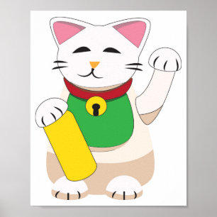Maneki Neko or Beckoning Cat Poster