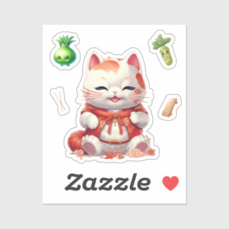 Maneki Neko Orange, Stickers Chat Fortune
