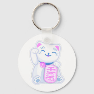 maneki neko pastel keychain