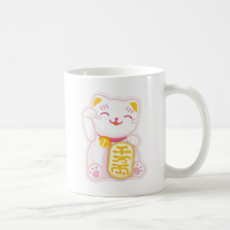 maneki neko pink coffee mug
