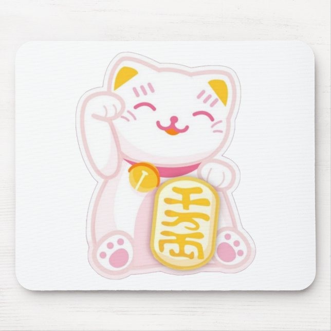 maneki neko pink mouse pad (Front)