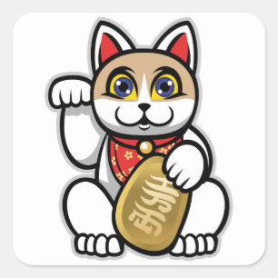 Maneki Neko Square Sticker