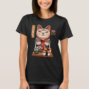 Maneki Neko Sushi Cat - Cute Nigiri Sashimi Maki C T-Shirt