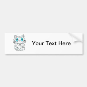 Maneki Neko White Lucky Beckoning Cat Bumper Sticker