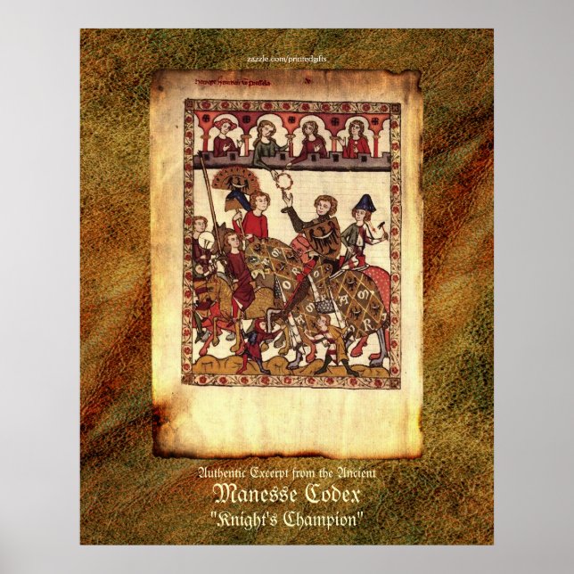 Manesse Codex excerpt Medieval Knights Art Print (Front)