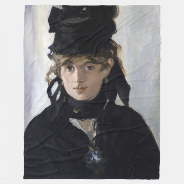 Manet - Berthe Morisot with a bouquet of violets Fleece Blanket (Front)
