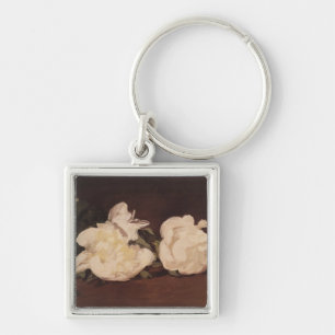 Manet   Branch of White Peonies and Secateurs Keychain