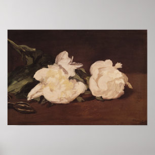 Manet   Branch of White Peonies and Secateurs Poster