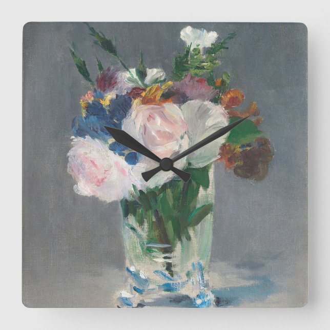 Manet | Flowers in a Crystal Vase, c.1882 Square Wall Clock (Front)
