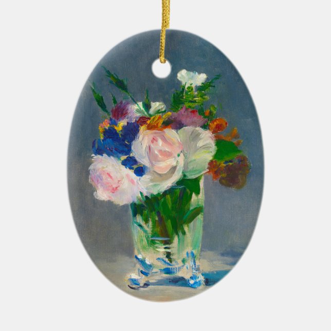 Manet Flowers in a Crystal Vase Ceramic Ornament (Front)