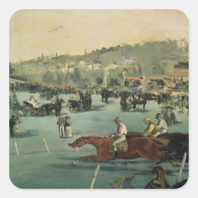 Manet | Horse Racing, 1872 Square Sticker (Front)