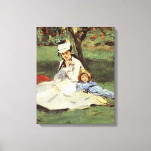 Manet Impressionist French Family Garden Painting Canvas Print