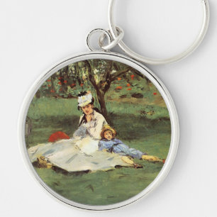 Manet Impressionist French Family Garden Painting Keychain