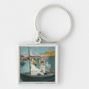Manet   Monet in his Floating Studio, 1874 Keychain