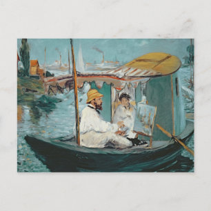 Manet   Monet in his Floating Studio, 1874 Postcard