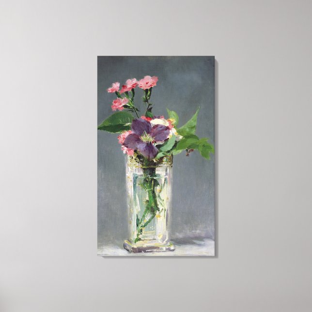 Manet | Pinks and Clematis in a Crystal Vase, 1882 Canvas Print (Front)