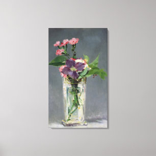 Manet Pinks and Clematis in a Crystal Vase, 1882 Canvas Print