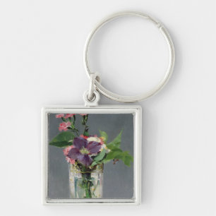 Manet Pinks and Clematis in a Crystal Vase, 1882 Keychain