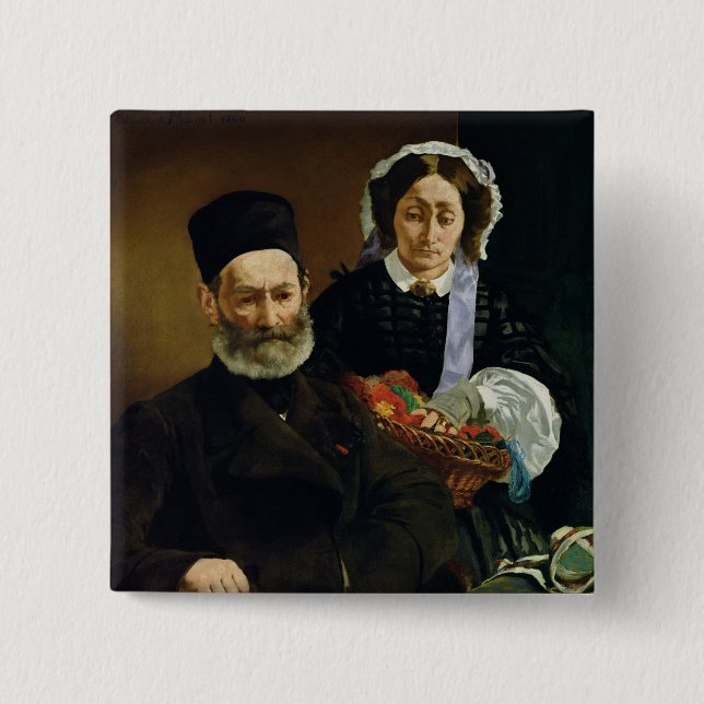 Manet | Portrait of M and Mme Auguste Manet 2 Inch Square Button (Front)