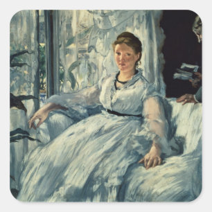 Manet   Reading, 1865 Square Sticker