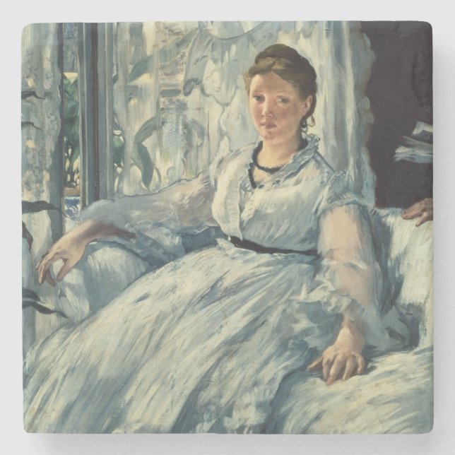 Manet | Reading, 1865 Stone Coaster (Front)