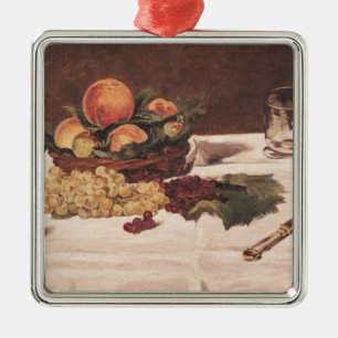 Manet Still Life: Fruit on a Table, 1864 Metal Ornament