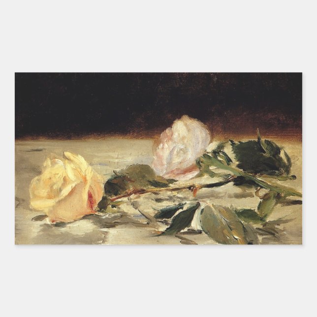 Manet: Two Roses on a Tablecloth artwork Sticker (Front)