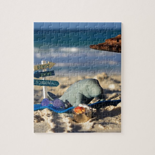 Manfred the Manatee at the Beach Jigsaw Puzzle (Vertical)