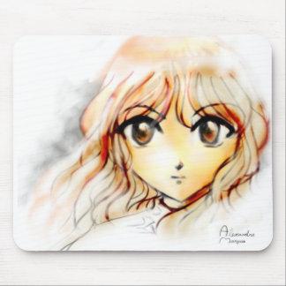 Manga Anime Girl sketch big eyes kawaii cute Mouse Pad
