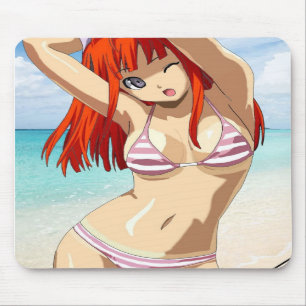 Manga beach girl mouse pad
