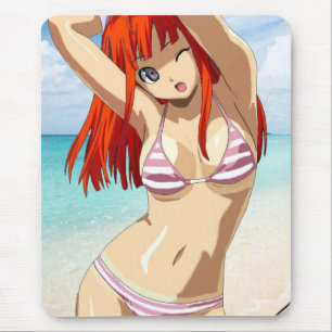 Manga beach girl mouse pad