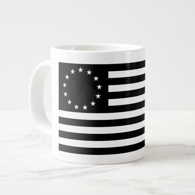 Manga, Betsy Ross Flag or Circle American Flag Large Coffee Mug (Front Left)