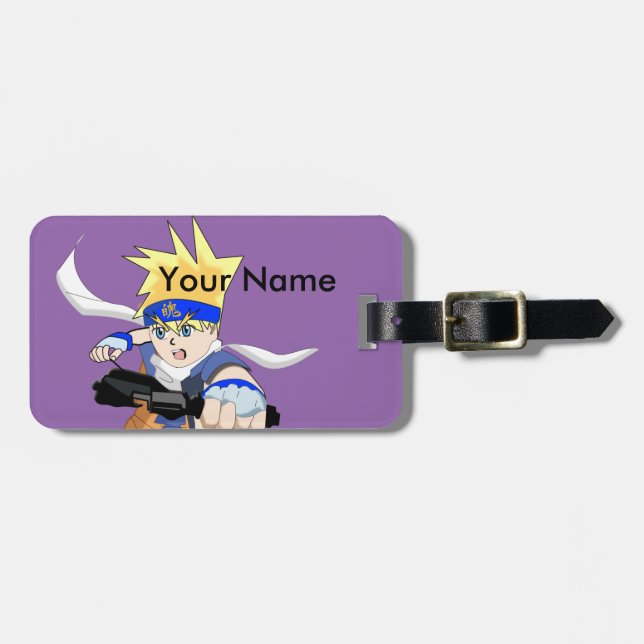 Manga Boy Luggage Tag, Customizable Luggage Tag (Front Horizontal)